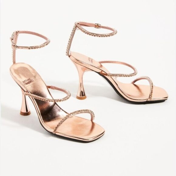 Jeffrey Campbell Demonic EmbellishedHigh Heel Sandals in Natural Satin Size 9 - Picture 13 of 14